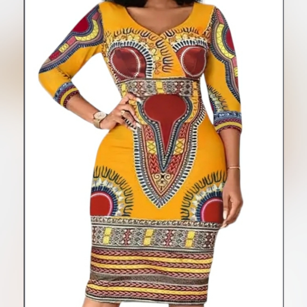 Women's V-neck Dress Mid-length